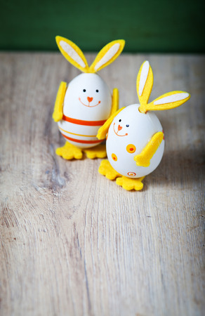 Easter decoration with cute lamb and eggsの写真素材