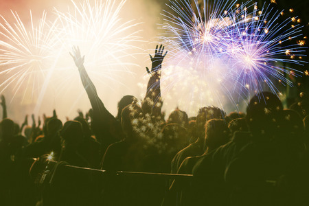 Crowd at concert - retro style photoの写真素材