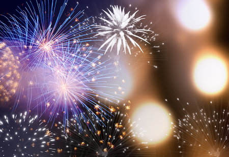 Fireworks at New Year and copy space - abstract holiday backgroundの写真素材