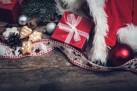 vintage christmas decorations - holiday backgroundの写真素材