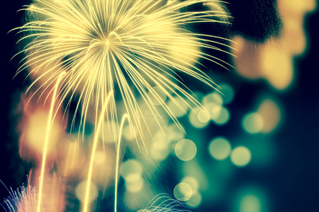abstract holiday background - Fireworks at New Year and copy space