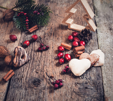 vintage christmas decorations - holiday backgroundの写真素材