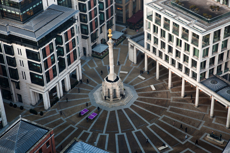 rooftop view over London on a foggy day from St Paul's cathedral, UKの写真素材
