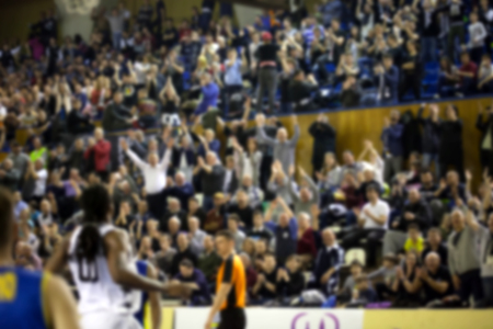 blurred background of crowd of people in a basketball courtの写真素材