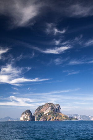 limestone formations in the Adaman sea, Thailandの写真素材
