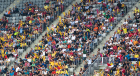 blurred crowd of people in a stadiumの写真素材