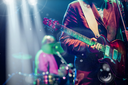 guitarist on stage - summer music festivalの写真素材