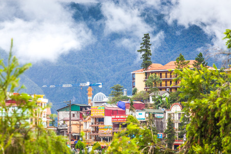 SA PA, VIETNAM - AUGUST 2017: Sa Pa town, the high mountains, Lao Cai province, Vietnamのeditorial素材