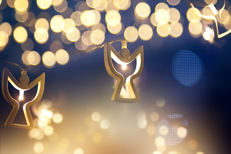 angel shaped christmas lightsの写真素材