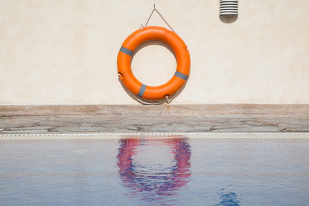 Life buoy near swimming poolの写真素材