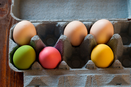 easter eggs in paper box