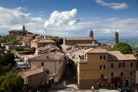 view on traditional medieval town of Montalcino, Tuscany, Italyのeditorial素材