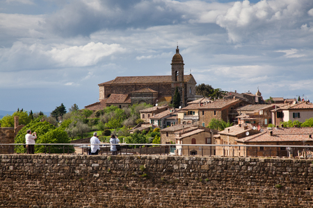 view on traditional medieval town of Montalcino, Tuscany, Italyのeditorial素材