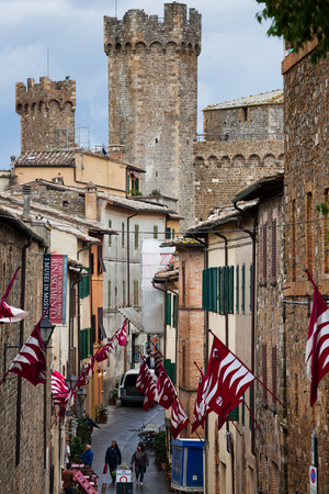 view on traditional medieval town of Montalcino, Tuscany, Italyのeditorial素材