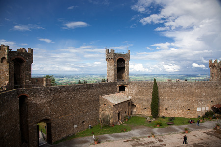 view on traditional medieval town of Montalcino, Tuscany, Italyのeditorial素材
