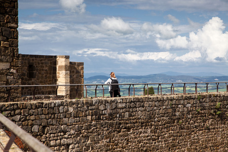view on traditional medieval town of Montalcino, Tuscany, Italyのeditorial素材