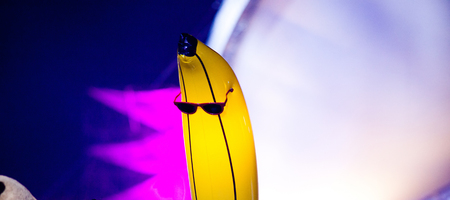 banana with sunglasses at concertの写真素材