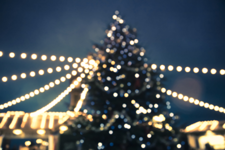blurred christmas tree with lights