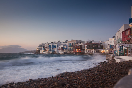little venice at sunset, mykonos, Greece - luxury travel destiation - greek islandsのeditorial素材