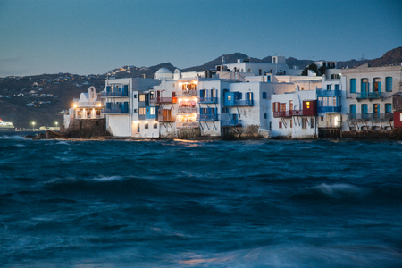 little venice at sunset, mykonos, Greece - luxury travel destiation - greek islandsの写真素材