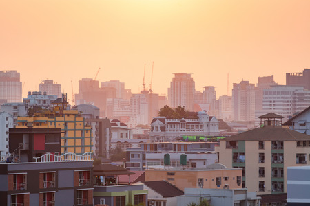 down over the city of Bangkok, Thailandの写真素材