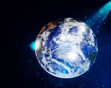 illuminated globe and network global networking concept
