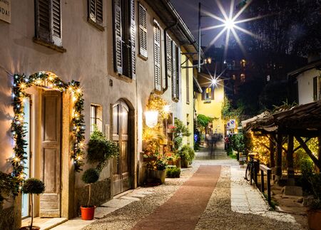 milan canal navigli at Christmas timeの写真素材