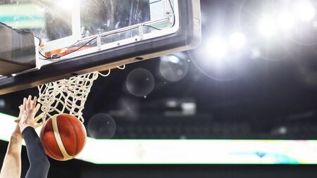 panorama of scring at a basketball game sports and competition background