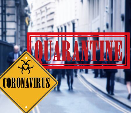 quarantine warning . Coronavirus disease outbreak. COVID-19 alert signの写真素材