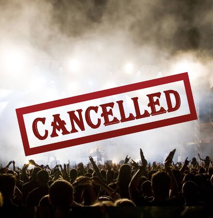 coronavirus global fight concert and social event cancelledの写真素材