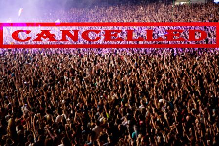 cancelled concert or social distancing to avoid Coronavirus outbreaks, COVID-19 concept