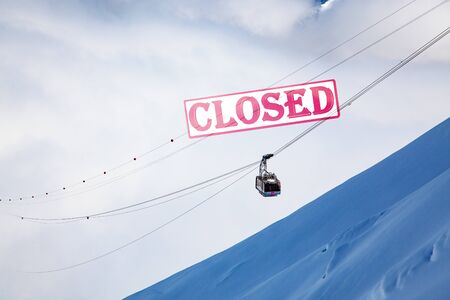 coronavirus outbreak ends ski season in Italy and Switzerlandの写真素材