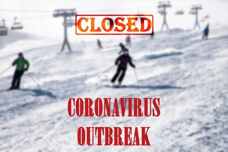 coronavirus outbreak ends ski season in Italy and Switzerlandの写真素材