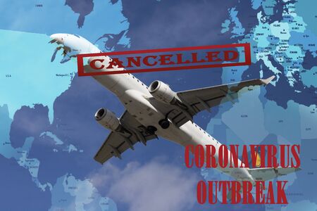 coronavirus global fight - travel restrictions Europe and USAの写真素材