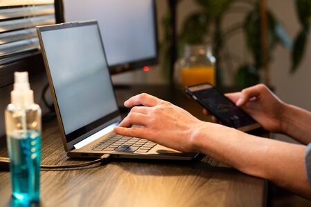 sanitizing computer or laptop keyboard coronavirus protection