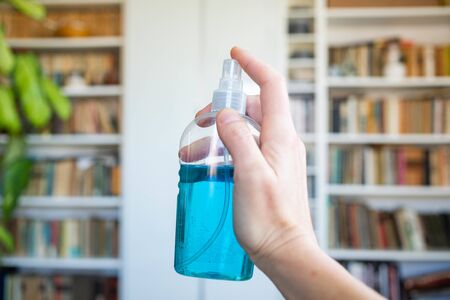 hand sanitizer in a home coronavirusの写真素材