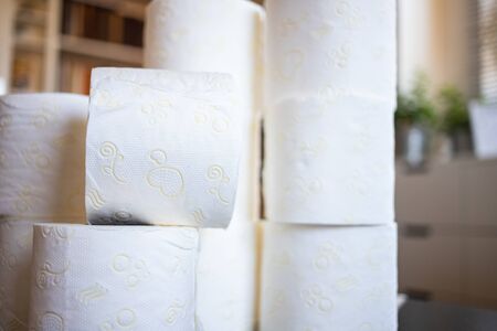 COVID-19 panic buying toilet paperの写真素材