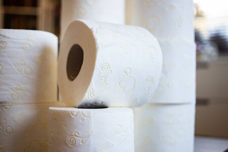 COVID-19 panic buying toilet paperの写真素材