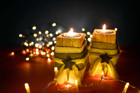 colorful christmas lights holiday backgroundの写真素材