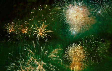 exploding fireworks New Year backgroundの写真素材