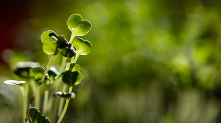 fresh green seedlings growing healthy ecological food microgreensの写真素材