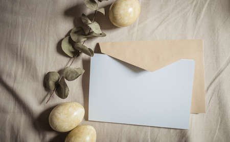 easter spring still life with eggs neutral colorsの写真素材