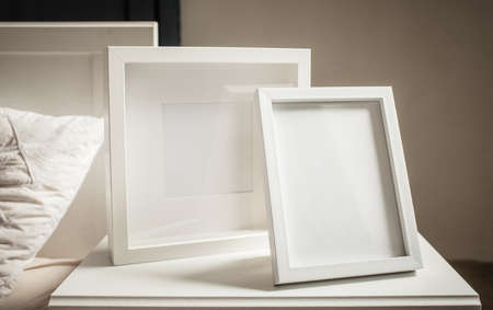 white portrait frame mockups, Scandinavian interior  neutral color palette.