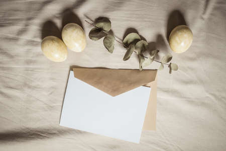 easter spring still life with eggs neutral colorsの写真素材