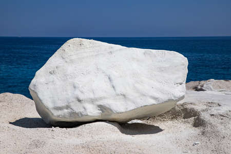 white chalk cliffs in Sarakiniko, Milos island, Cyclades, Greece