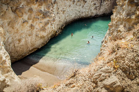 cave of Papafragas Milos, Cyclades Greeceの写真素材