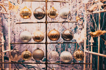 christmas tree and decorations in a home happy holidaysの写真素材