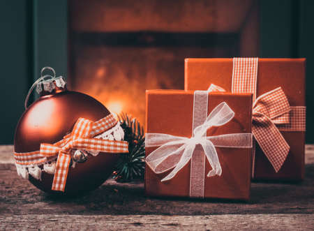 vintage christmas decorations - holiday backgroundの写真素材