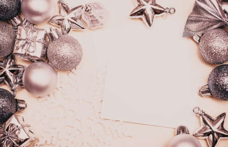 christmas decorations and bokeh lightsの写真素材