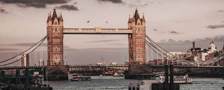 tower bridge at sunset  londonの写真素材